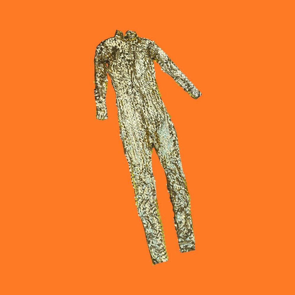 Mesh Gold Jumpsuit - Picture 4 of 13